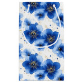 Petit Sac Cadeau Blue Floral Pattern with Gold Accents (Dos)
