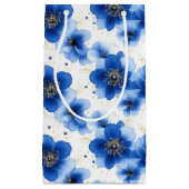 Petit Sac Cadeau Blue Floral Pattern with Gold Accents (Devant)