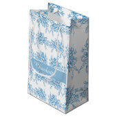 Petit Sac Cadeau Blue French Toile Pattern (Dos Angle)