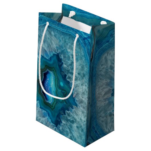 Petit Sac Cadeau Blue Geode Rock Mineral Agate Crystal Image (Dos Angle)