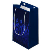 Petit Sac Cadeau Blue Racing Flames on Carbon Fiber (Devant Angle)