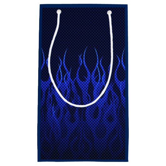 Petit Sac Cadeau Blue Racing Flames on Carbon Fiber (Devant)