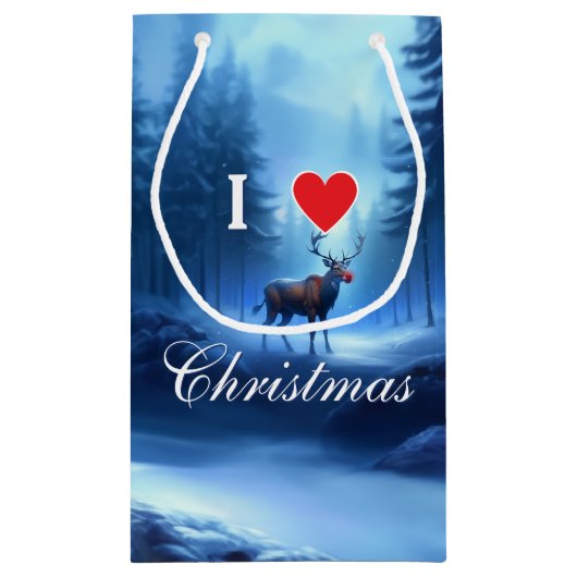 Petit Sac Cadeau Blue Reindeer Custom Christmas (Dos)