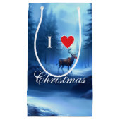 Petit Sac Cadeau Blue Reindeer Custom Christmas (Devant)