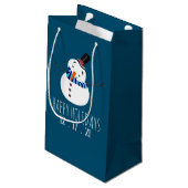 Petit Sac Cadeau Blue Snowman, Joyeuses Fêtes (Dos Angle)