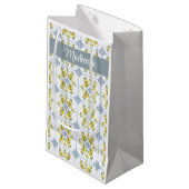 Petit Sac Cadeau Blue Tile French Country Lemon Name Monogram (Devant Angle)