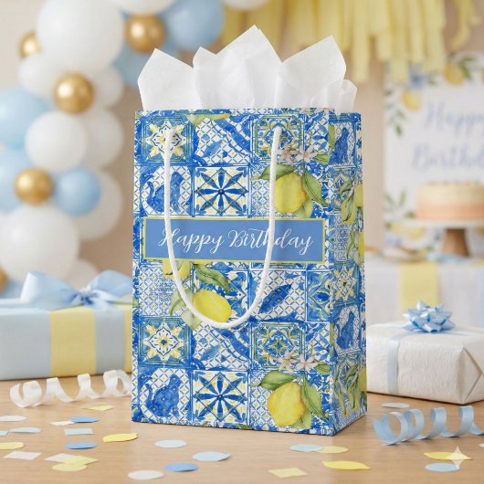 Petit Sac Cadeau Blue Tile French Country Lemon Pattern Name