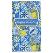 Petit Sac Cadeau Blue Tile French Country Lemon Pattern Name (Dos)
