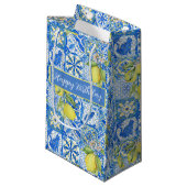 Petit Sac Cadeau Blue Tile French Country Lemon Pattern Name (Devant Angle)