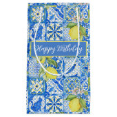 Petit Sac Cadeau Blue Tile French Country Lemon Pattern Name (Devant)