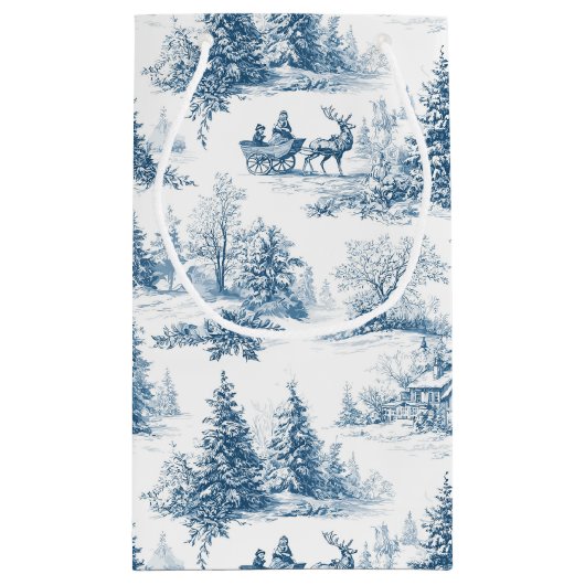 Petit Sac Cadeau Blue Toile Christmas Pattern (Dos)