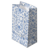 Petit Sac Cadeau Blue White Floral Botanical Pattern Boho Whimsical (Devant Angle)