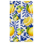 Petit Sac Cadeau Blue White Lemon Tile Pattern Mediterranean Citrus (Dos)