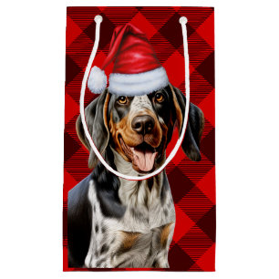 Petit Sac Cadeau Bluetick Coonhound Dog Festin Plaid Noël