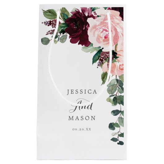 Petit Sac Cadeau Blush Burgundy Hotel Mariage Cadeau (Devant)