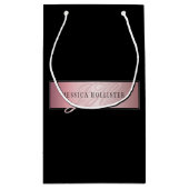 Petit Sac Cadeau Blush Élégant Faux Or Rose | Nom & Initiales (Dos)