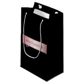 Petit Sac Cadeau Blush Élégant Faux Or Rose | Nom & Initiales (Devant Angle)