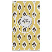 Petit Sac Cadeau Boho chic jaune ikat motif tribal monogramme (Devant)