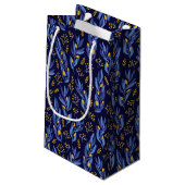 Petit Sac Cadeau Boho moderne bleu jaune Hanoukka Botanique personn (Dos Angle)