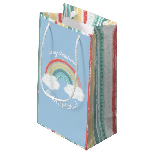 Petit Sac Cadeau Boho Rainbow Baby shower Blue Boy (Dos Angle)