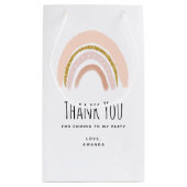 Petit Sac Cadeau Boho rose et or arc-en-ciel Anniversaire Merci