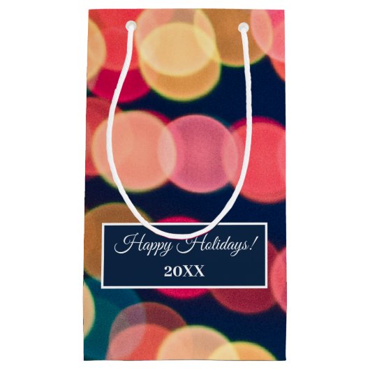 Petit Sac Cadeau Bokeh Tree Lights, Noël (Devant)