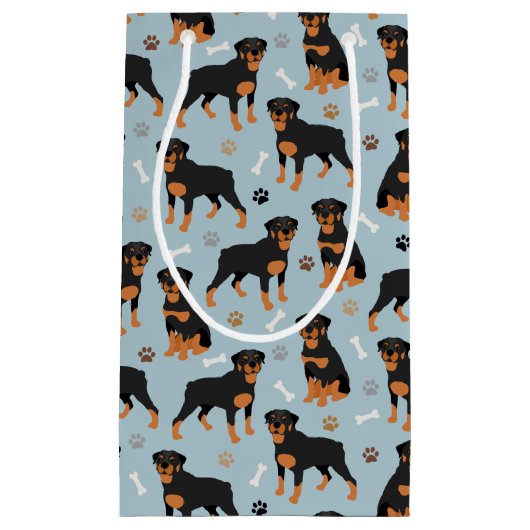 Petit Sac Cadeau Bones et pattes de chien Rottweiler (Devant)