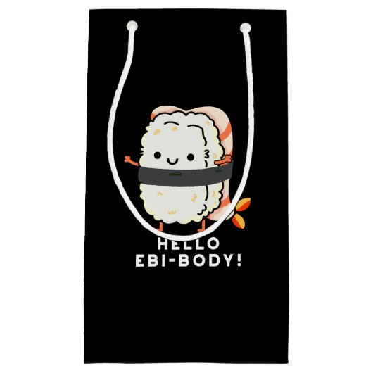Petit Sac Cadeau Bonjour Ebi-body Funny Ebi Sushi Pun Dark BG (Devant)