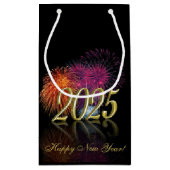 Petit Sac Cadeau Bonne année 2025 Fireworks Gold (Dos)