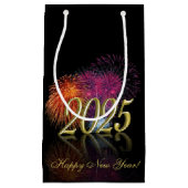 Petit Sac Cadeau Bonne année 2025 Fireworks Gold (Devant)