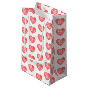 Petit Sac Cadeau Bonne journée de mère en coeur rose, coeur aquarel