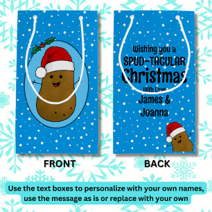 Petit Sac Cadeau Bonne Pomme de terre de Noël personnalisée