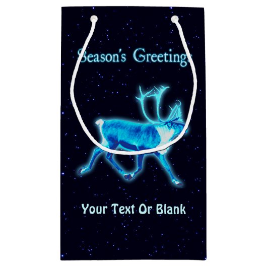 Petit Sac Cadeau Bonnes Fêtes - Caribou bleu (rennes) (Dos)