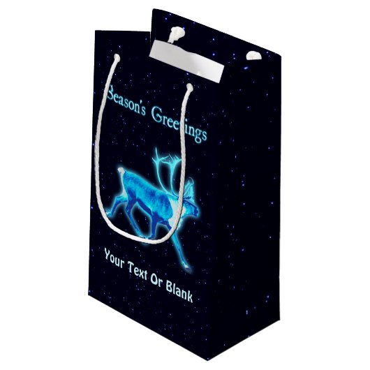 Petit Sac Cadeau Bonnes Fêtes - Caribou bleu (rennes) (Dos Angle)