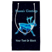 Petit Sac Cadeau Bonnes Fêtes - Caribou bleu (rennes) (Devant)