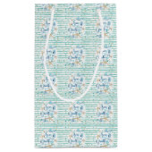 Petit Sac Cadeau Bonnes Fêtes tropicales, rayures et points Turquoi