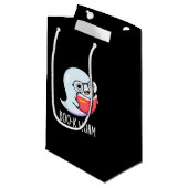 Petit Sac Cadeau Boo-k Worm Funny Bookworm Ghost Pun Dark BG (Devant Angle)