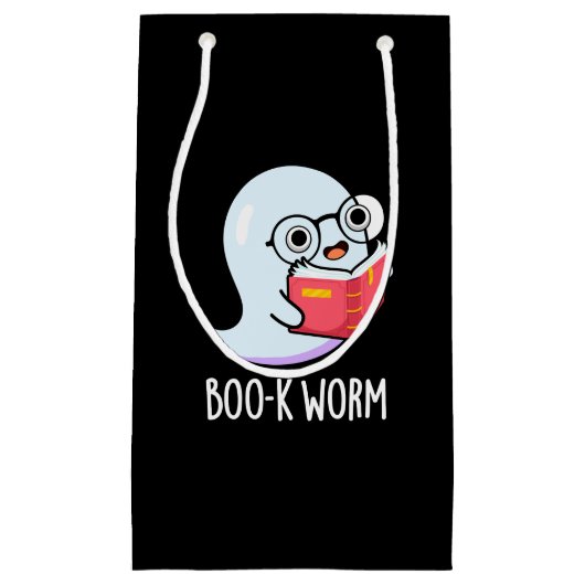 Petit Sac Cadeau Boo-k Worm Funny Bookworm Ghost Pun Dark BG (Devant)