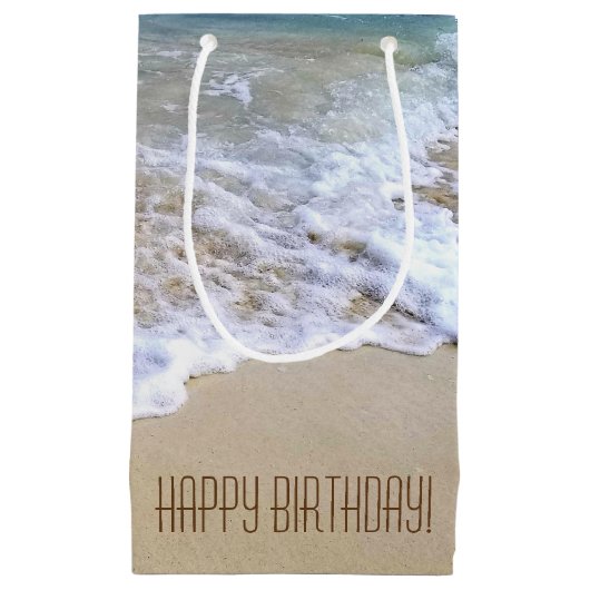 Petit Sac Cadeau bord de mer tropical avec surf mousseux (Devant)