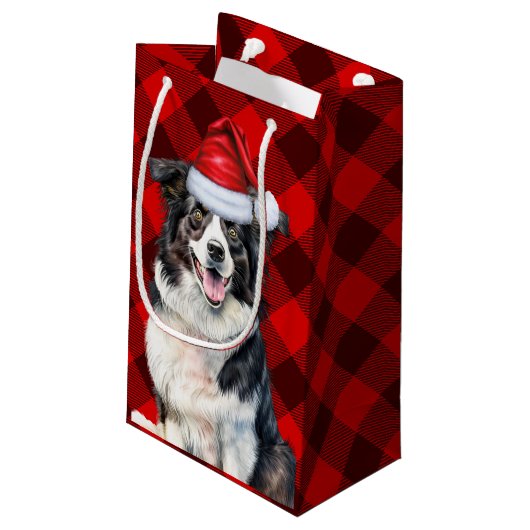 Petit Sac Cadeau Bordure de vacances Collie Rouge Buffalo Planté No (Dos Angle)
