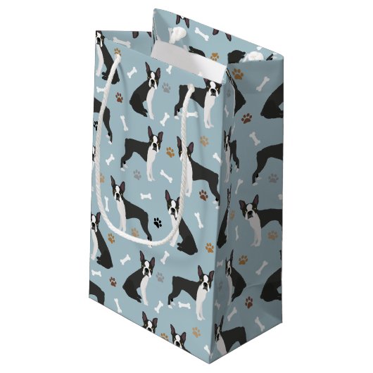 Petit Sac Cadeau Boston Terrier Bones and Paws (Dos Angle)