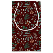 Petit Sac Cadeau Botanique d'hiver rustique rouge (Dos)