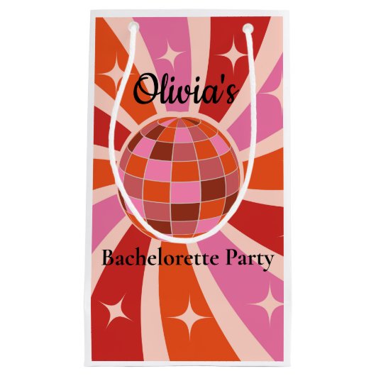 Petit Sac Cadeau Boule Disco Retro Personnalisée Bachelorette (Devant)