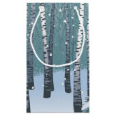 Petit Sac Cadeau Bouleaux dans la forêt d'hiver (Dos)