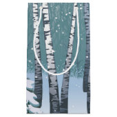 Petit Sac Cadeau Bouleaux dans la forêt d'hiver (Devant)