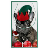 Petit Sac Cadeau Bouledogue français de Noël (Dos)