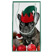 Petit Sac Cadeau Bouledogue français de Noël (Devant)