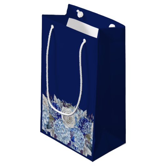 Petit Sac Cadeau Bouquet de fleurs bleu aquarelle-Mariage (Devant Angle)
