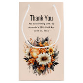 Petit Sac Cadeau Bouquet de fleurs gris orange (Dos)