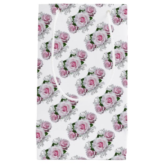 Petit Sac Cadeau Bouquet rose (Devant)